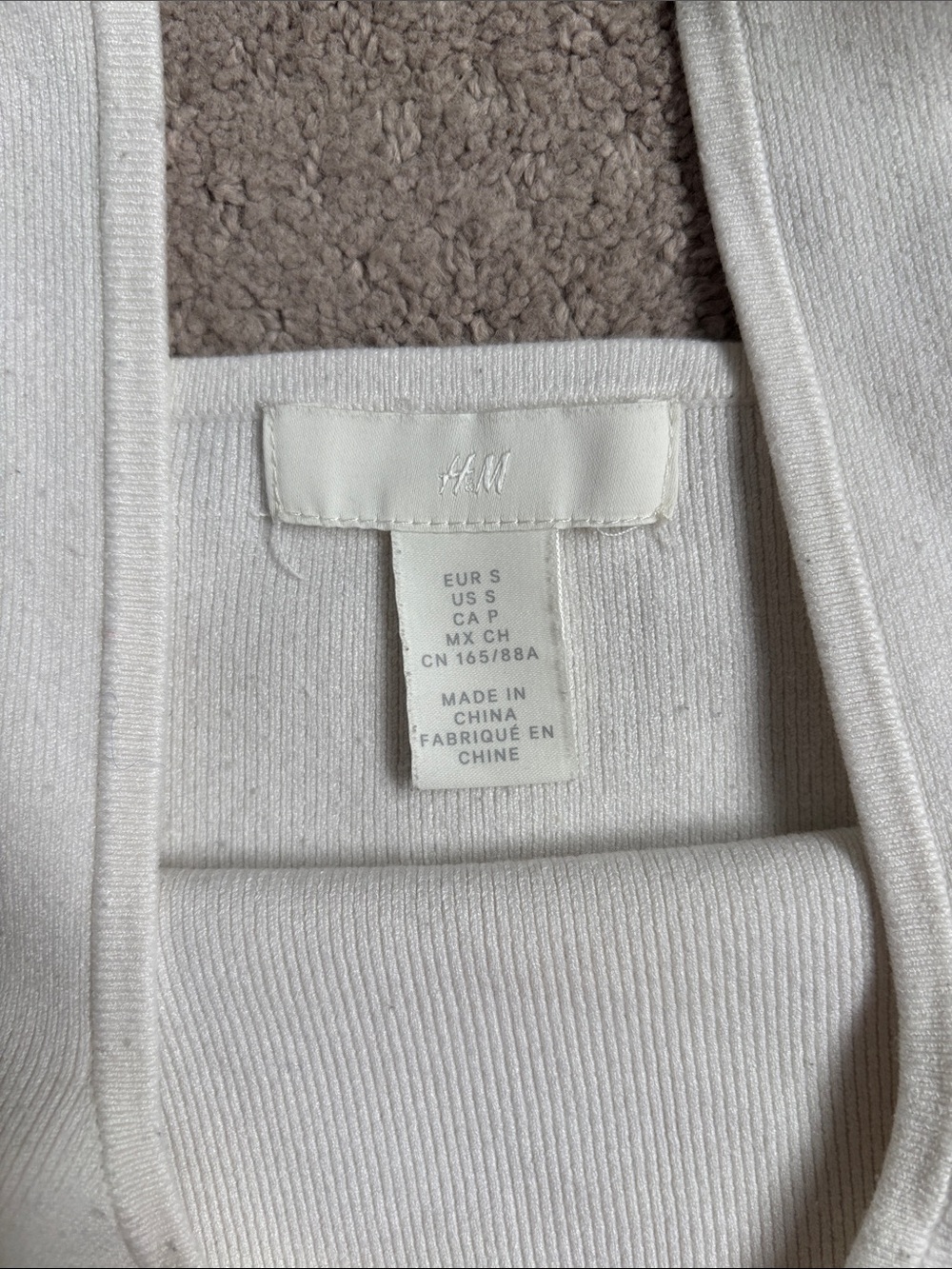 H&M Cream Square Neck Ribbed Crop Top - Picture 2 of 5